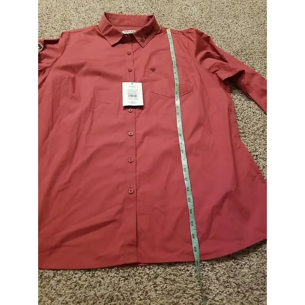 NWT Ariat Real Kirby Stretch Long Sleeve‎ Shirt Earth Red Brick Red Women's 1X - Picture 7 of 11